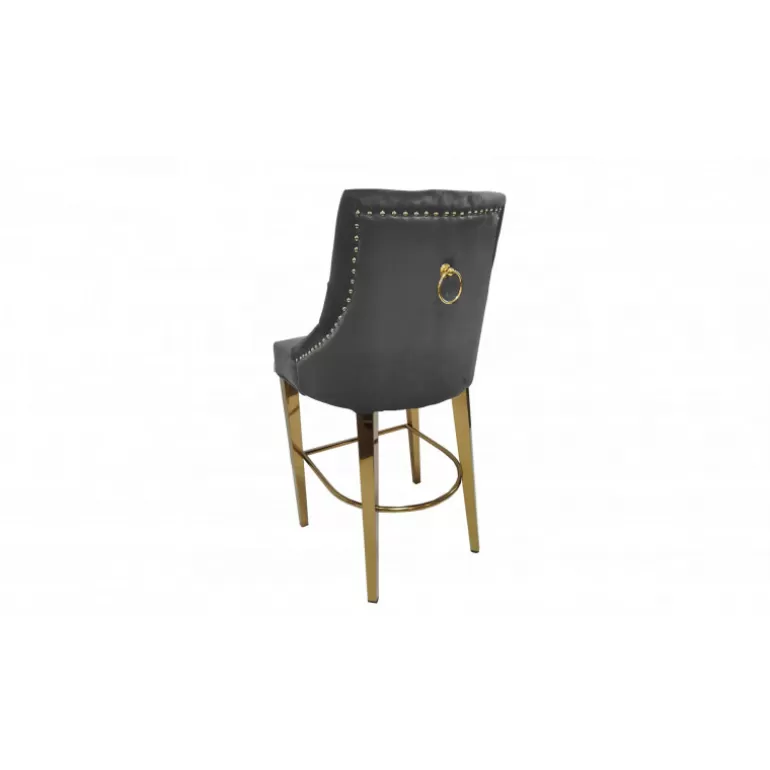 Tabouret de cuisine capitonné en velours avec poignée - Romane Doré 65cm<Meubles Moss Sale