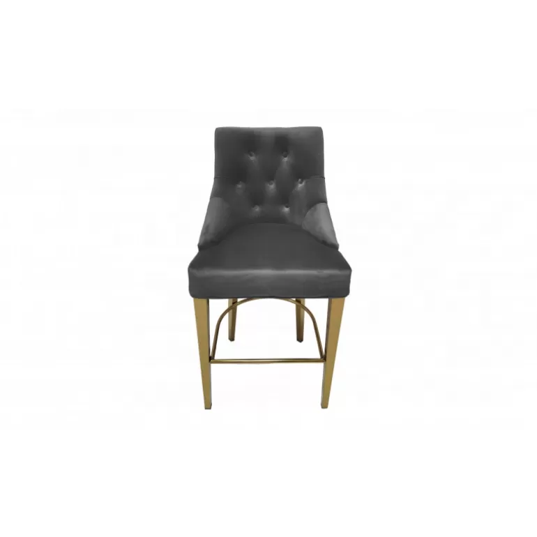 Tabouret de cuisine capitonné en velours avec poignée - Romane Doré 65cm<Meubles Moss Sale