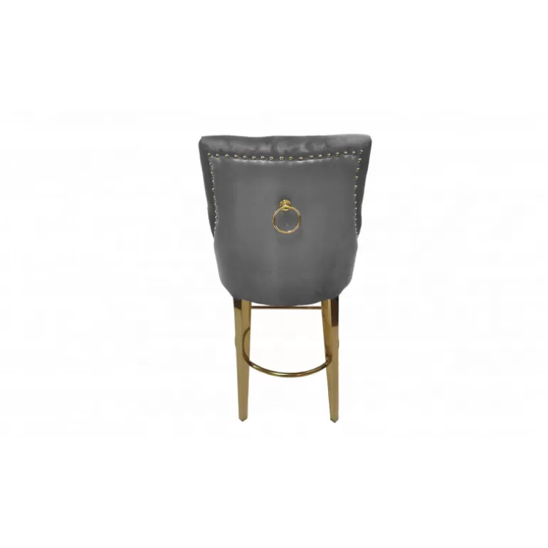 Tabouret de cuisine capitonné en velours avec poignée - Romane Doré 65cm<Meubles Moss Sale