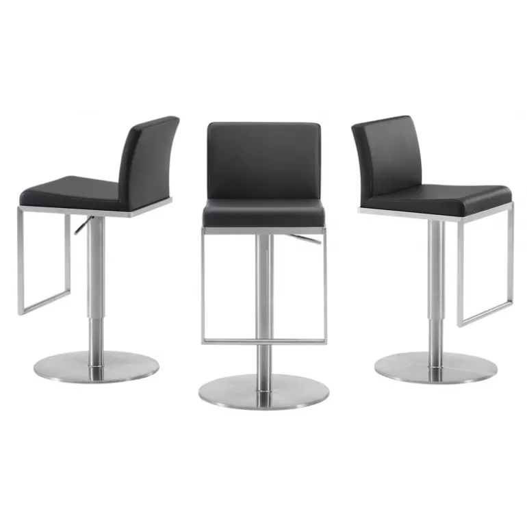 Tabouret de cuisine en inox brossé - Galena 56/81cm<Meubles Moss Clearance