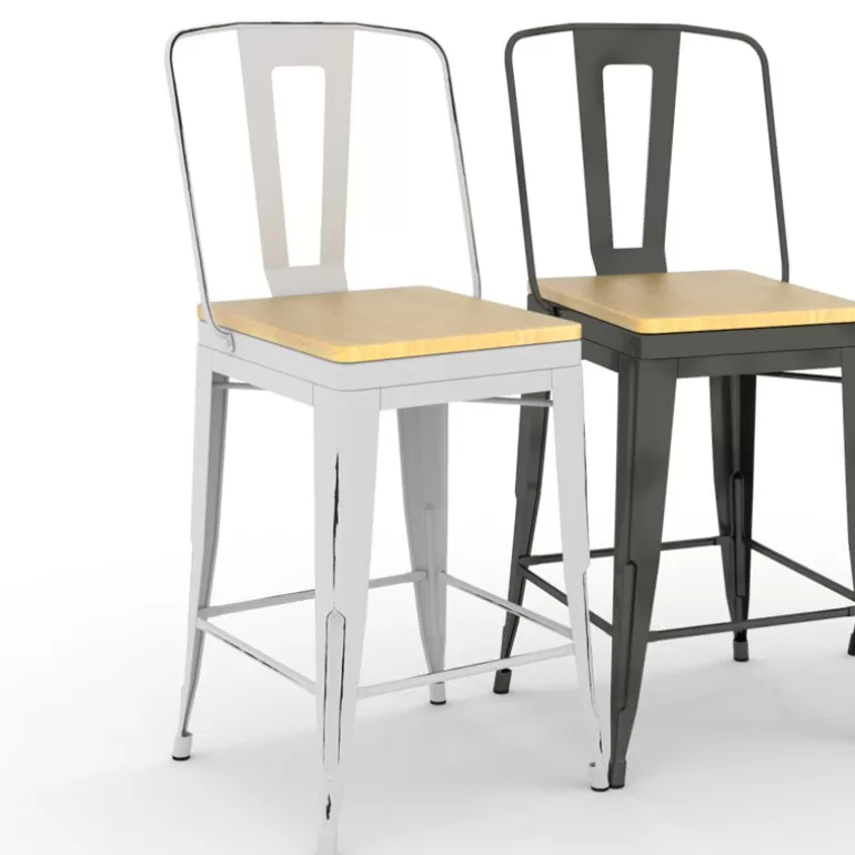 Tabouret de cuisine en tôle design industriel - La Marcelle<Meubles Moss Shop