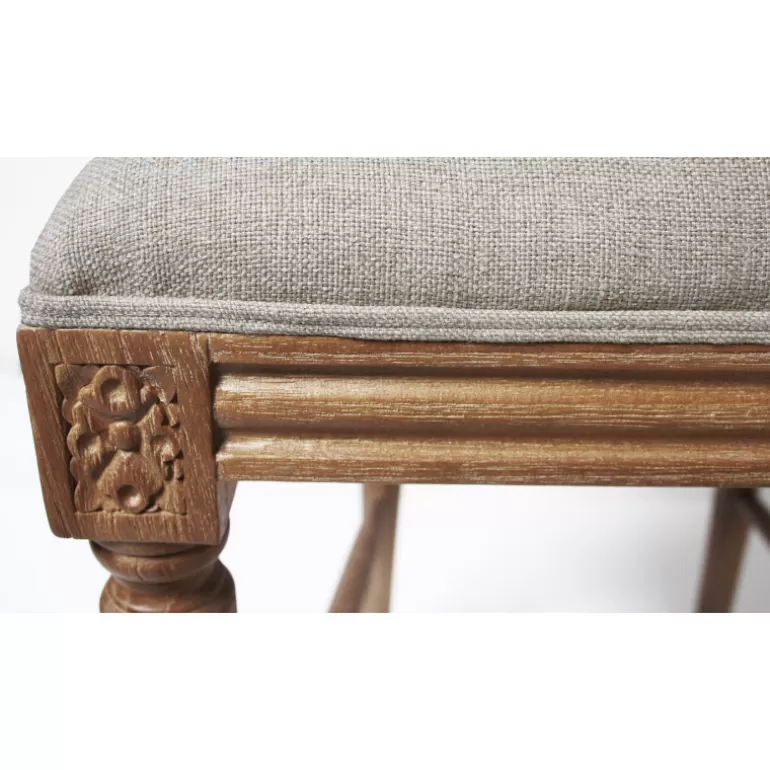 Tabouret de cuisine médaillon en bois tissu couleur lin - Vienna 65cm<Meubles Moss Discount