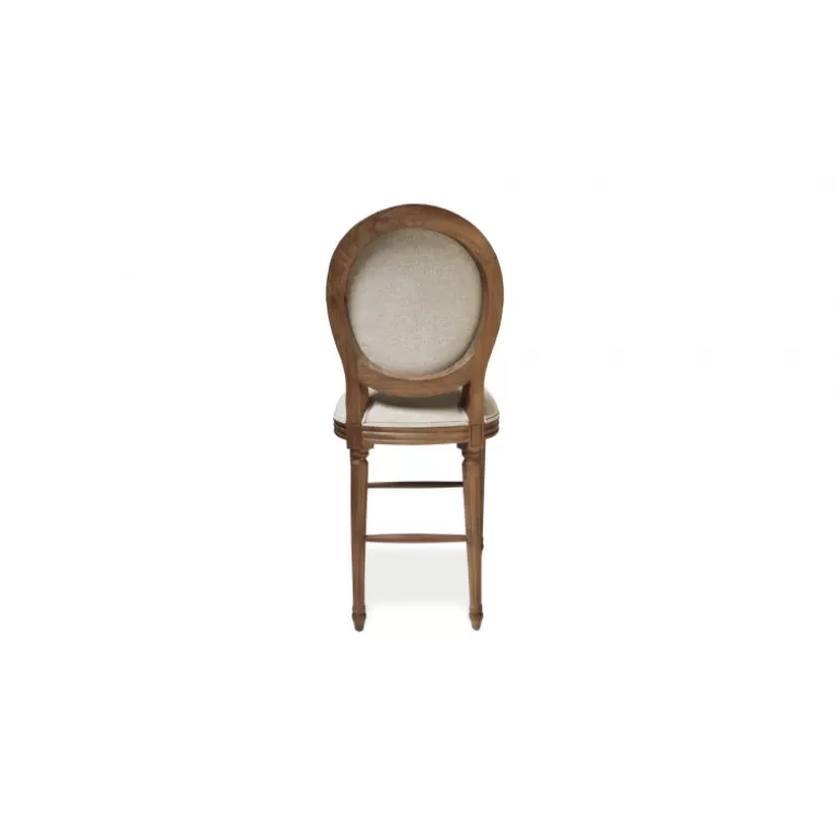 Tabouret de cuisine médaillon en bois tissu couleur lin - Vienna 65cm<Meubles Moss Discount