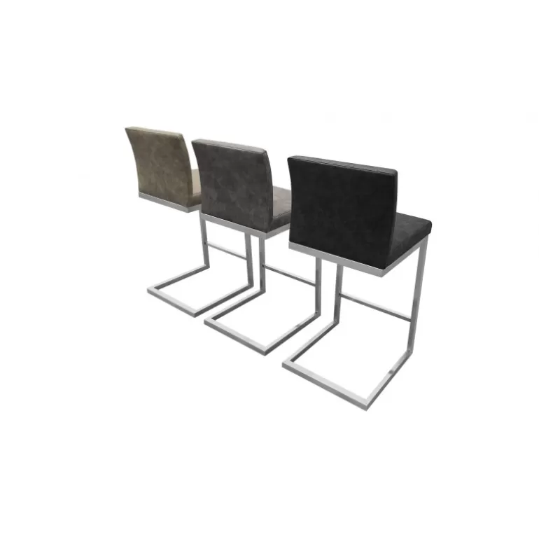 Tabouret de cuisine rétro en inox brossé - Collby 65cm<Meubles Moss New