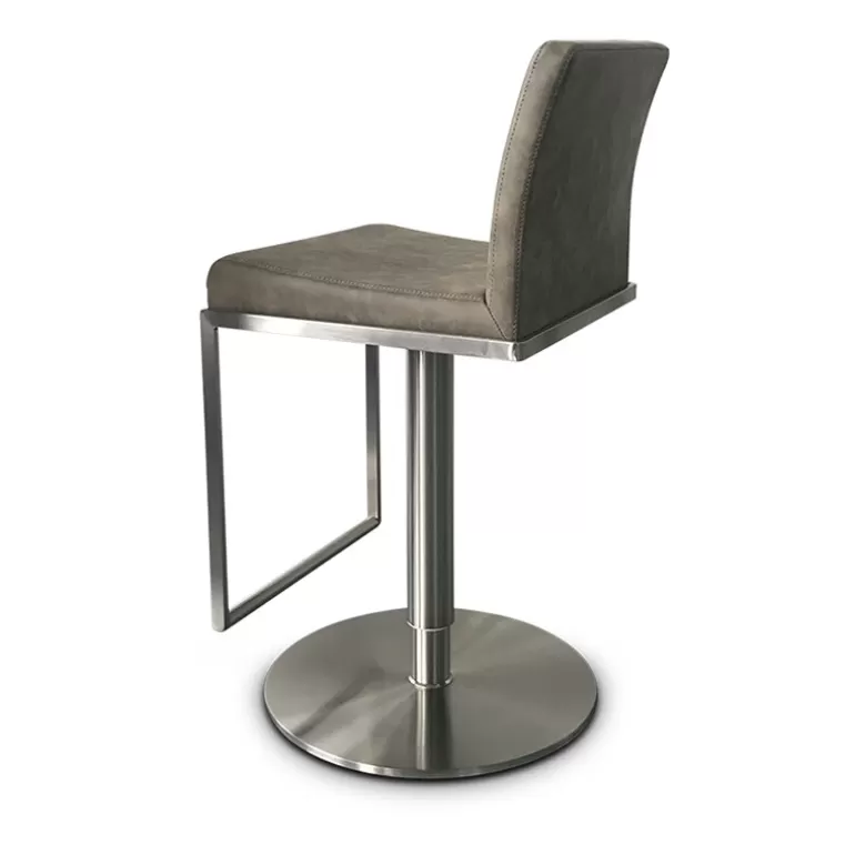 Tabouret de cuisine rétro en inox brossé - Galena 56/81cm<Meubles Moss Best Sale