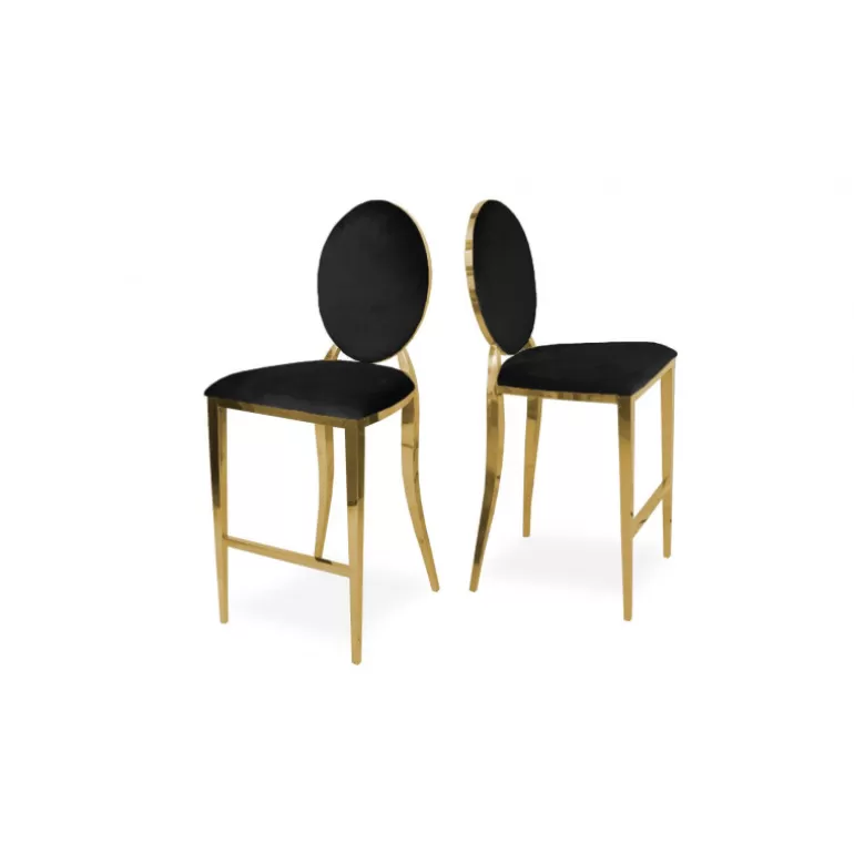 Tabouret de cuisine style baroque - Palmyr Velours Doré 65cm<Meubles Moss Hot