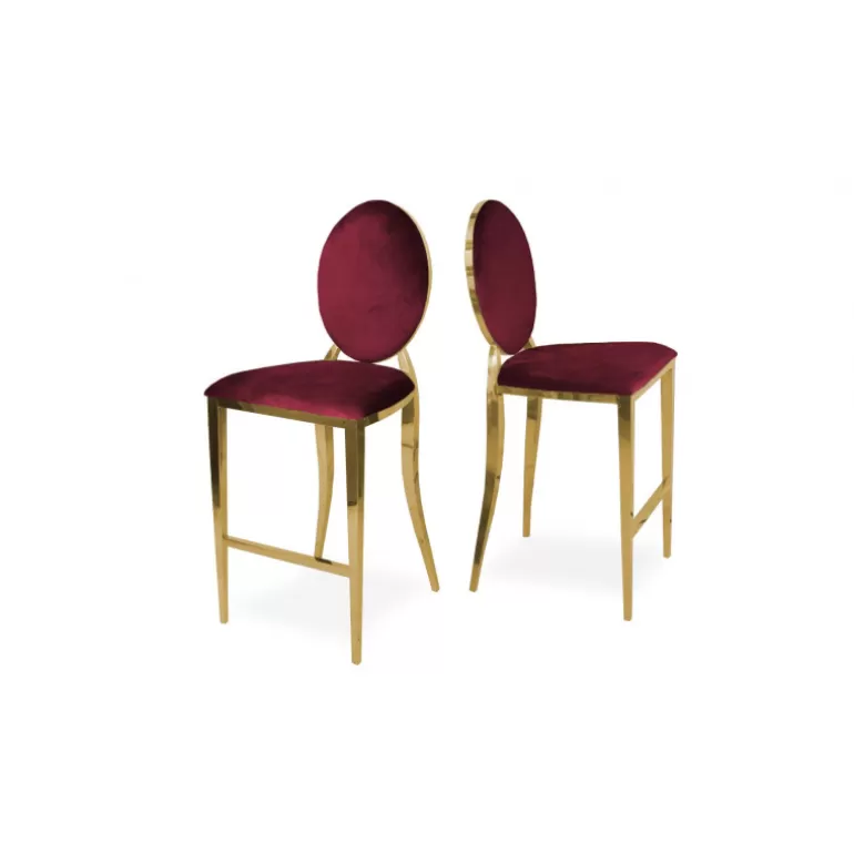 Tabouret de cuisine style baroque - Palmyr Velours Doré 65cm<Meubles Moss Clearance