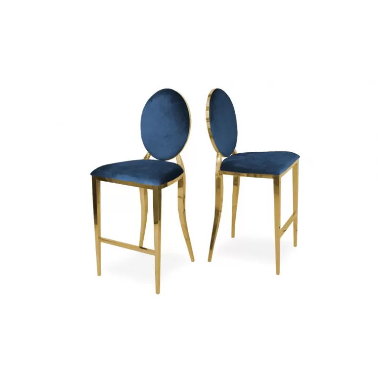Tabouret de cuisine style baroque - Palmyr Velours Doré 65cm<Meubles Moss Store