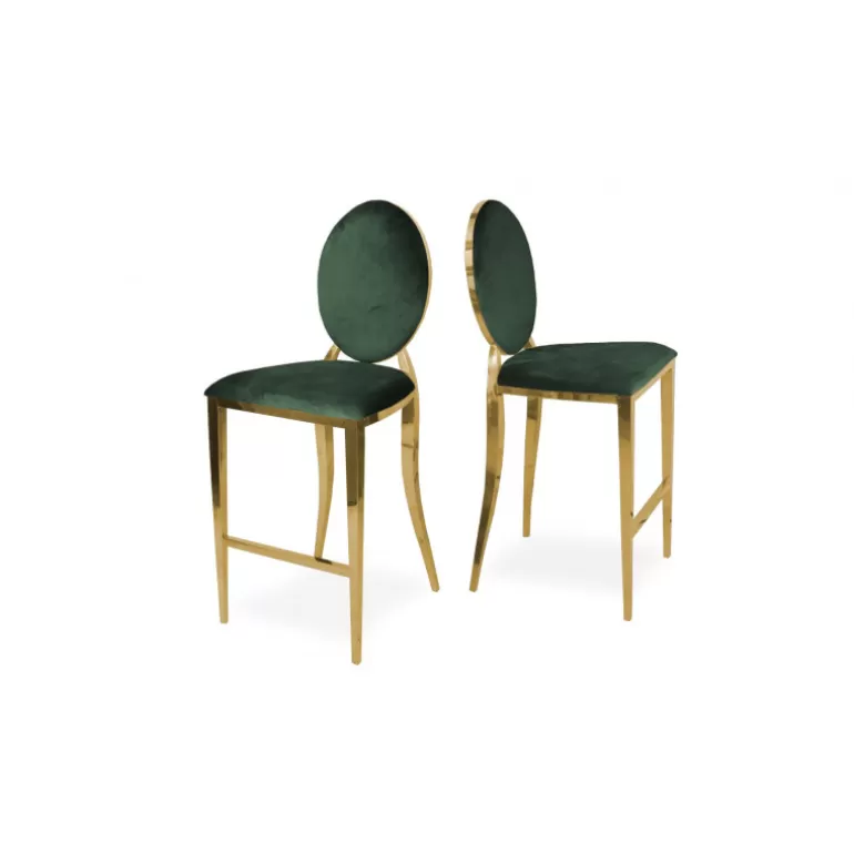 Tabouret de cuisine style baroque - Palmyr Velours Doré 65cm<Meubles Moss Discount