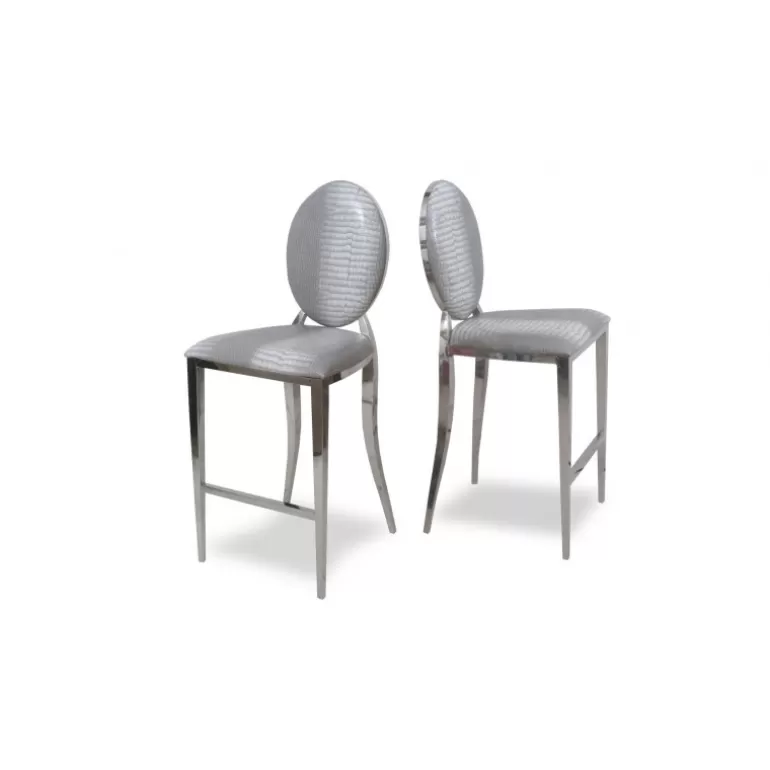 Tabouret de cuisine style baroque effet croco - Palmyr 65cm<Meubles Moss Online