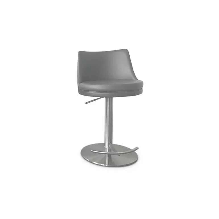 Tabouret en simili et inox brossé - Jasmin 58/83cm<Meubles Moss Hot