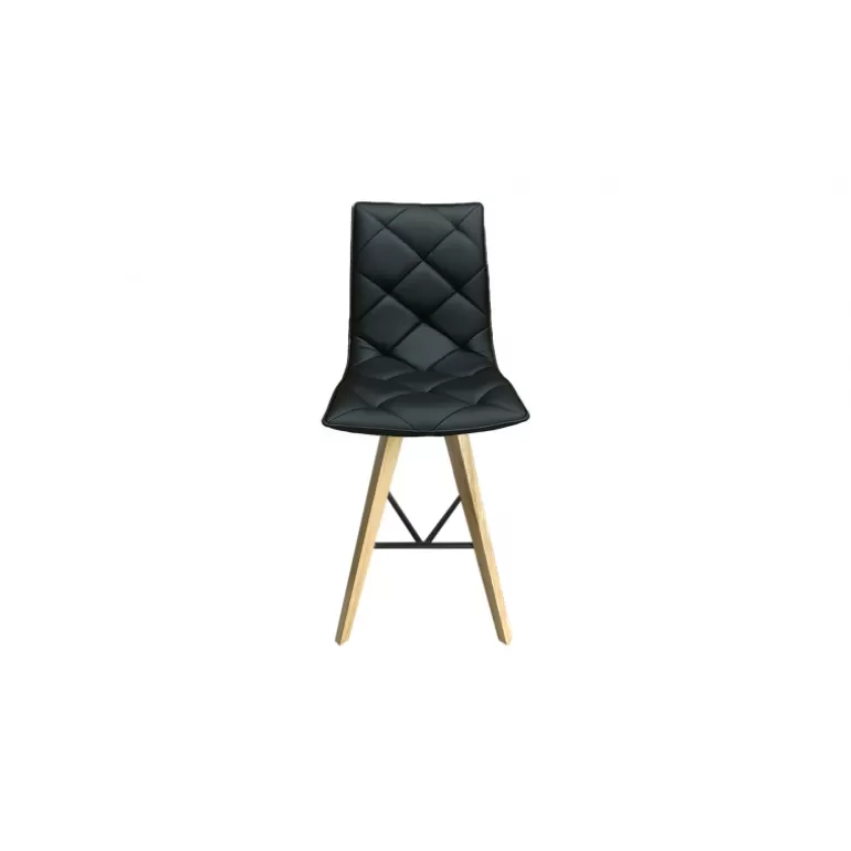 Tabouret en simili et pieds bois - Solvig 65cm<Meubles Moss Online