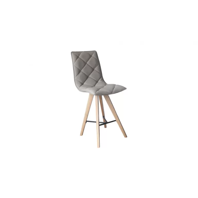 Tabouret en simili et pieds bois - Solvig 65cm<Meubles Moss Hot