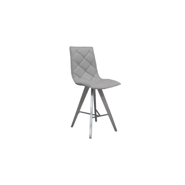 Tabouret en simili et pieds métal brossé - Solvig 65cm<Meubles Moss Store