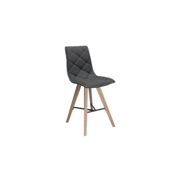 Tabouret en tissu et pieds bois - Solvig 65cm<Meubles Moss Discount