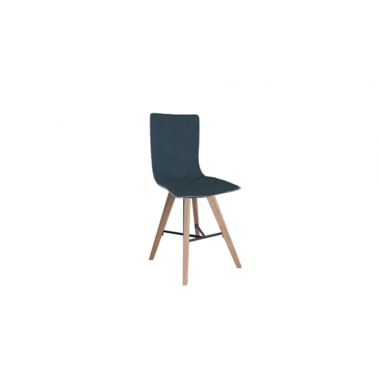 Tabouret en tissu et pieds bois - Solvig 65cm<Meubles Moss Discount