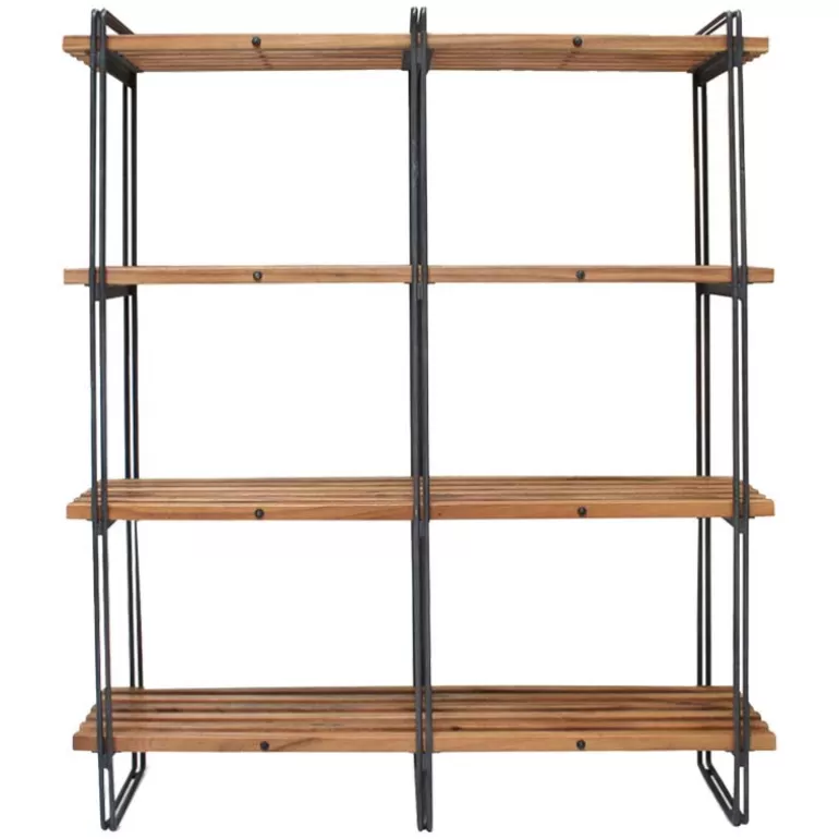 Étagère de style industriel en bois et structure métallique - Elise<Meubles Moss Shop