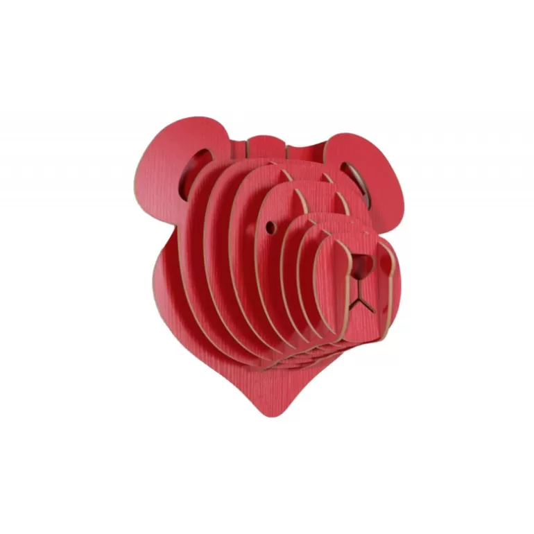 Trophée 3D bois tête d'ours rouge - Bear<Meubles Moss Store