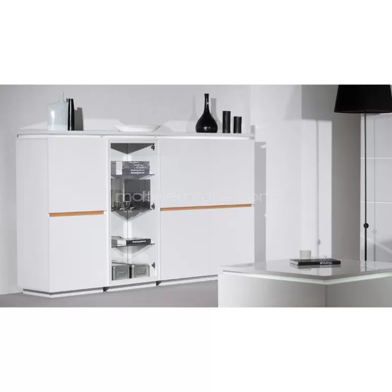Vitrine 1 porte design laqué avec luminaire - Atract H125<Meubles Moss Outlet